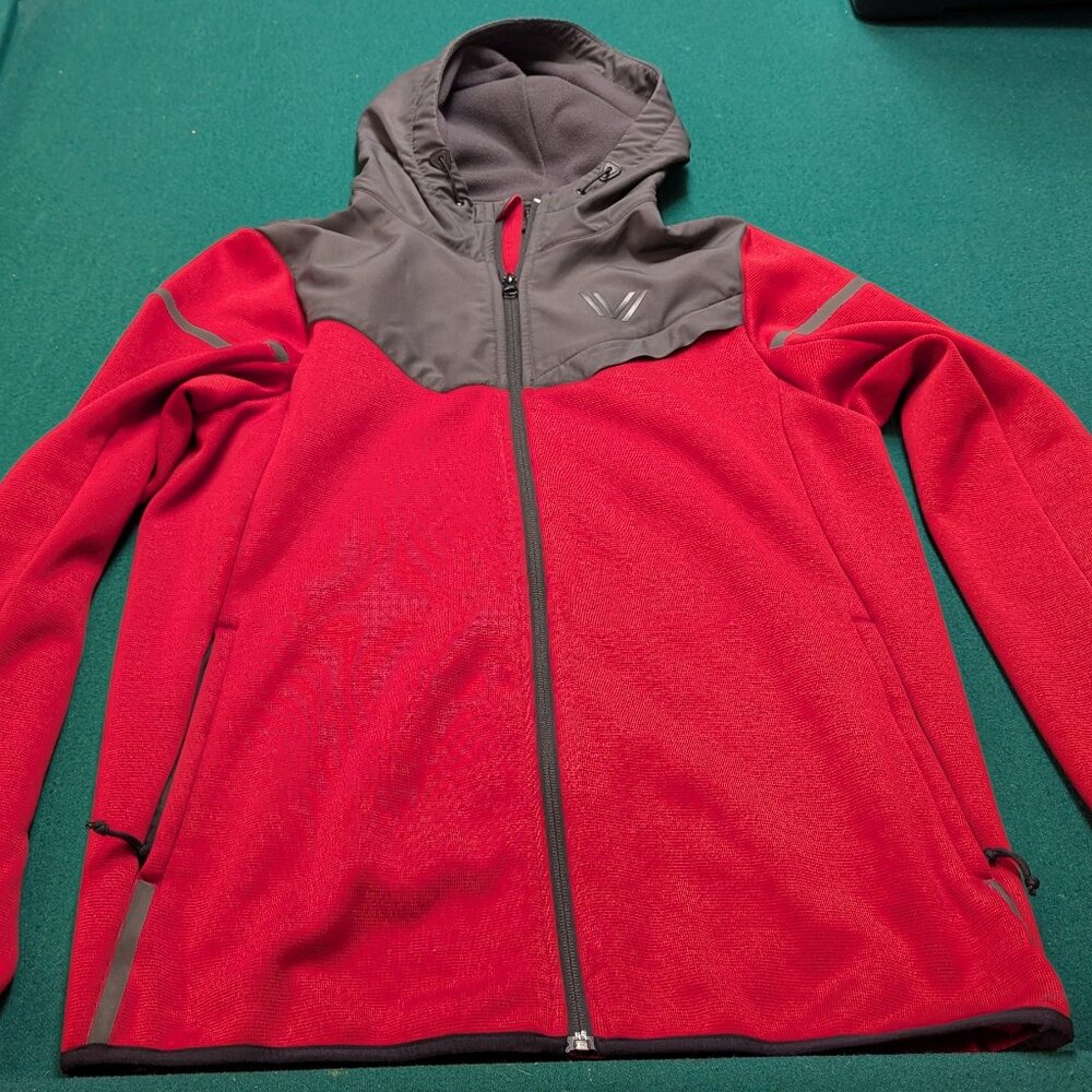 Peak Velocity Sport Jacket Mens S Red Hooded Logo Long Sleeve Track Hiking